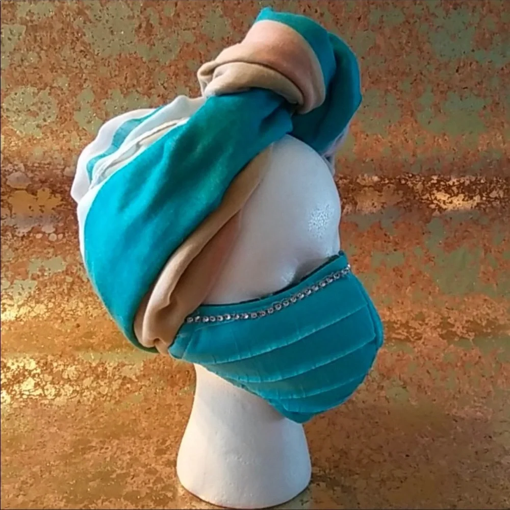 WOMEN’S “OCEAN WAVE” BLUE WITH RHINESTONE MASK